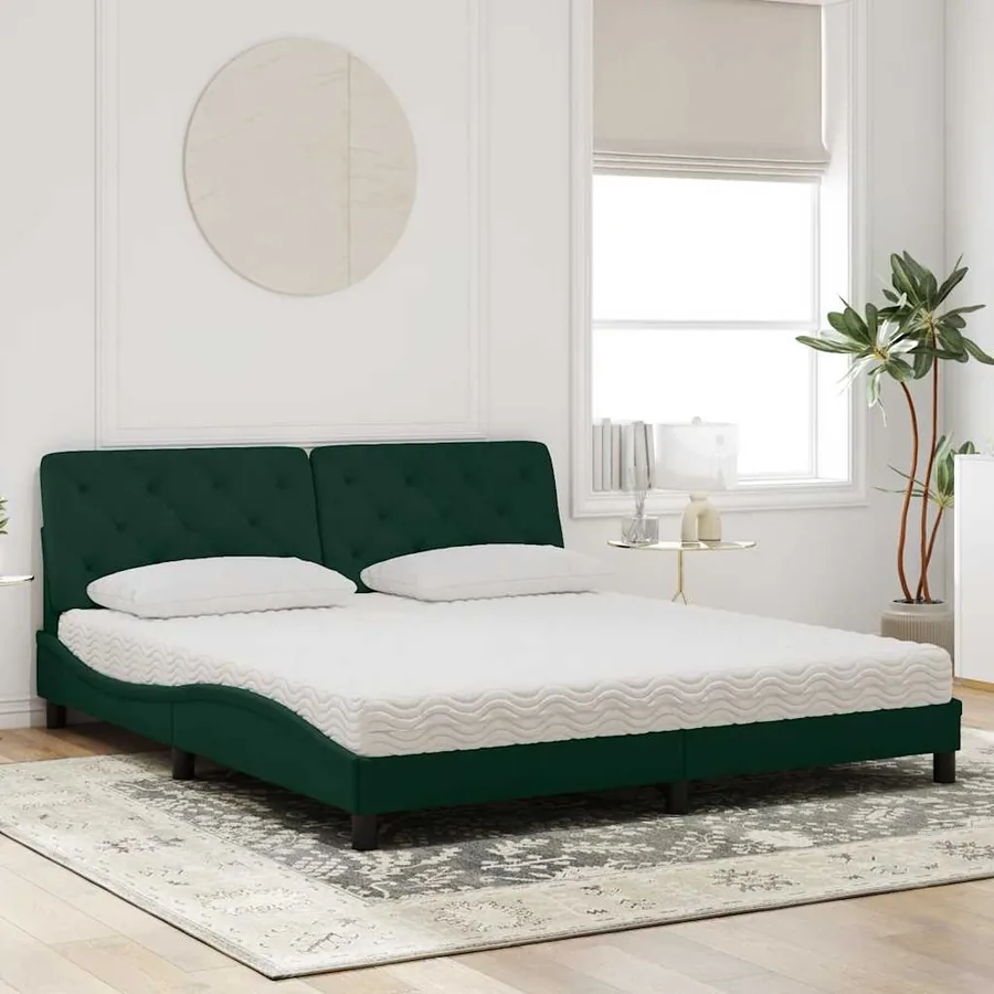 Lit avec matelas vert foncé 180x200 cm velours - 3