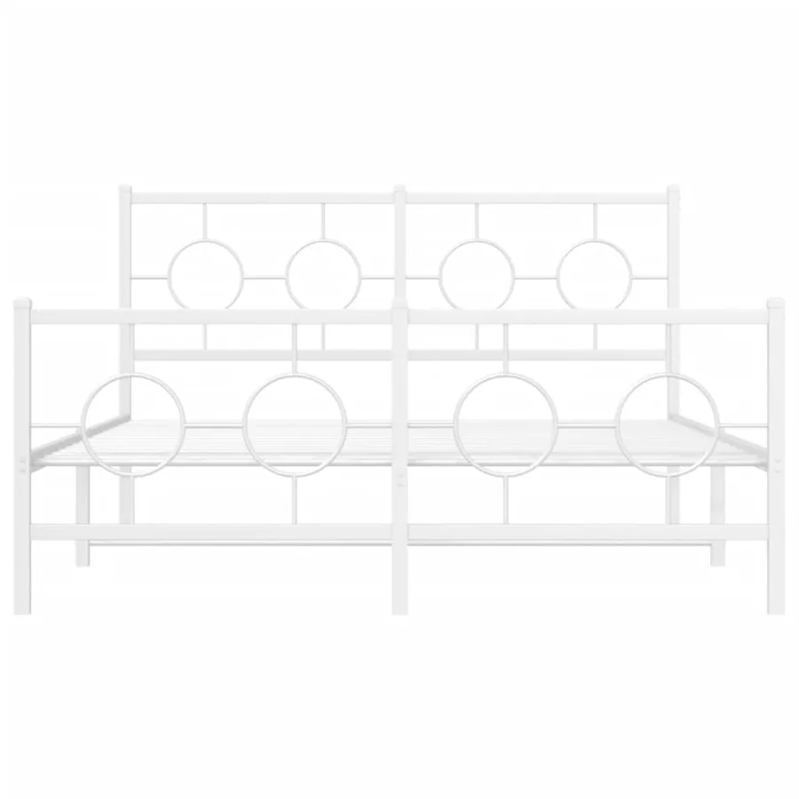 Cadre de lit métal sans matelas et pied de lit blanc 135x190 cm - 5