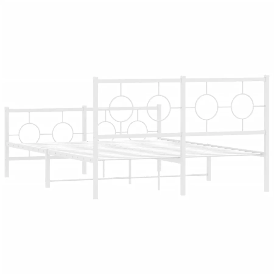 Cadre de lit métal sans matelas et pied de lit blanc 135x190 cm - 7
