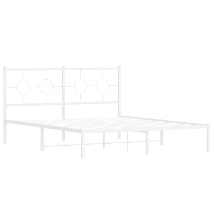 Cadre de lit métal sans matelas et tête de lit blanc 160x200 cm - 3