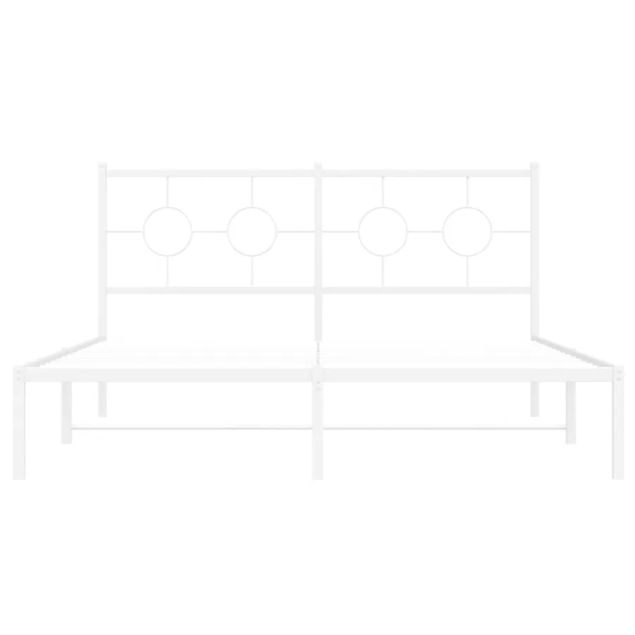 Cadre de lit métal sans matelas et tête de lit blanc 160x200 cm - 5
