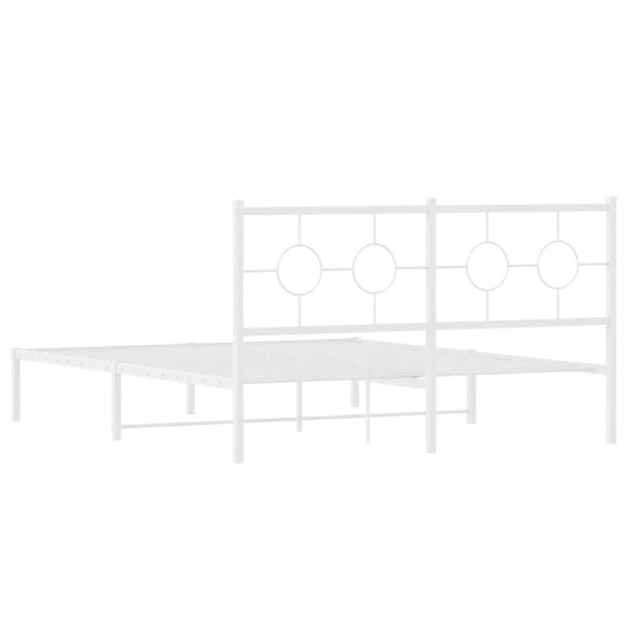 Cadre de lit métal sans matelas et tête de lit blanc 160x200 cm - 7