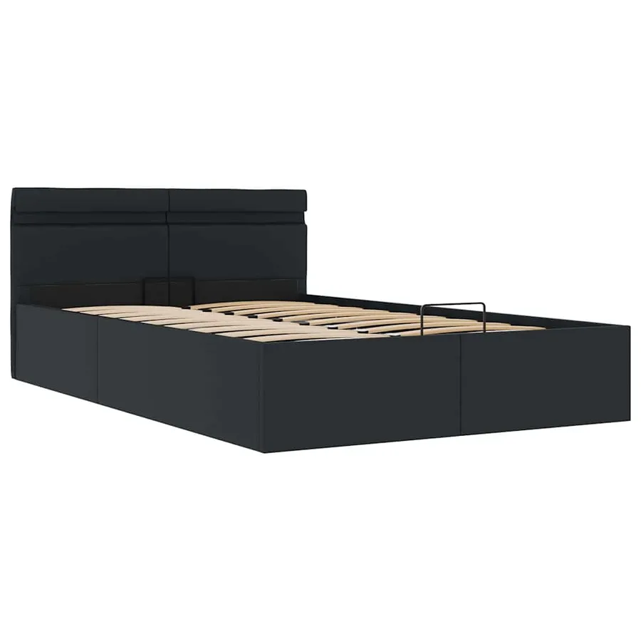 Cadre de lit à rangement hydraulique sans matelas avec LED noir - 3