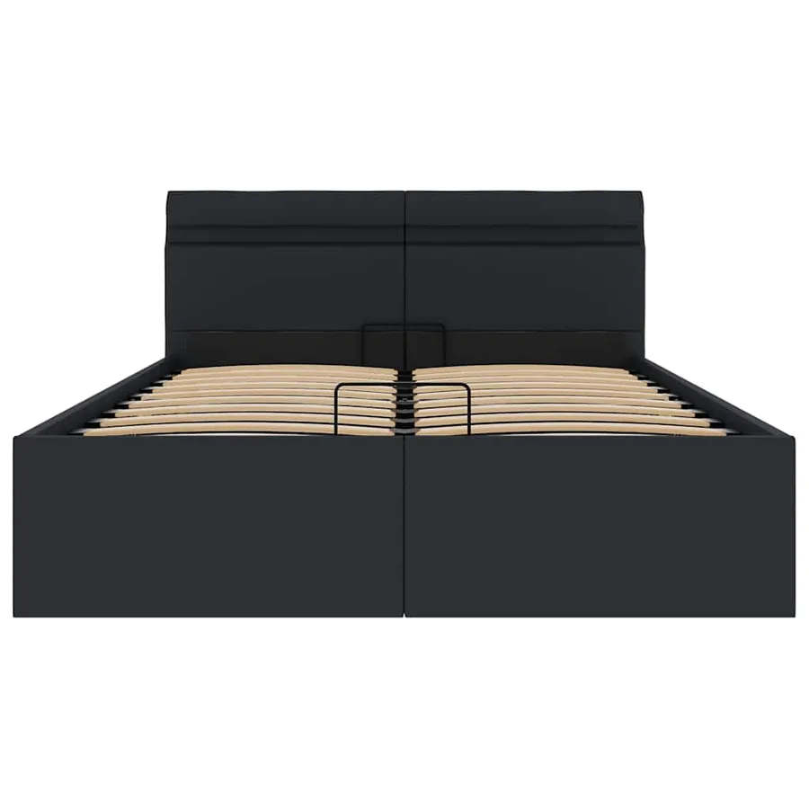 Cadre de lit à rangement hydraulique sans matelas avec LED noir - 6