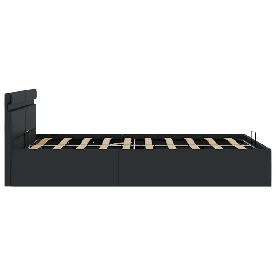 Cadre de lit à rangement hydraulique sans matelas avec LED noir - 7