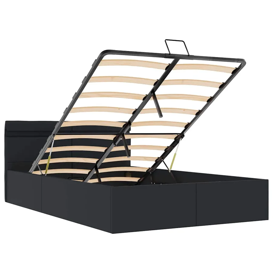 Cadre de lit à rangement hydraulique sans matelas avec LED noir - 9