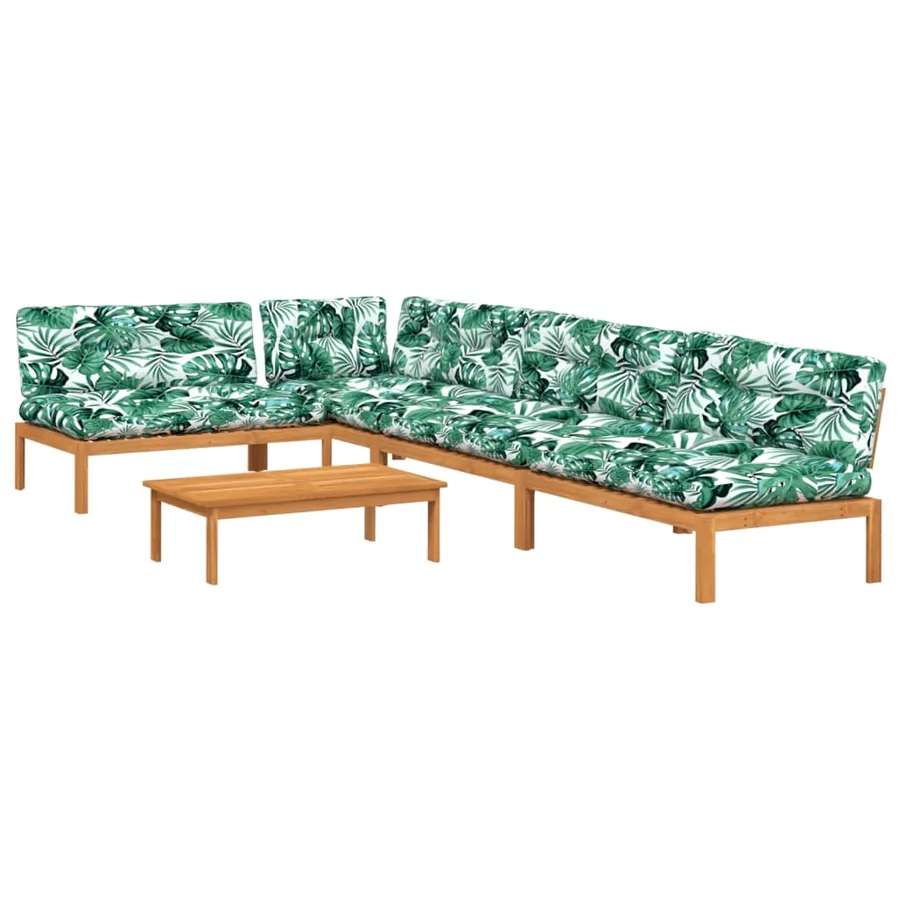 Salon palette de jardin avec coussins 5pcs bois d'acacia massif - 2