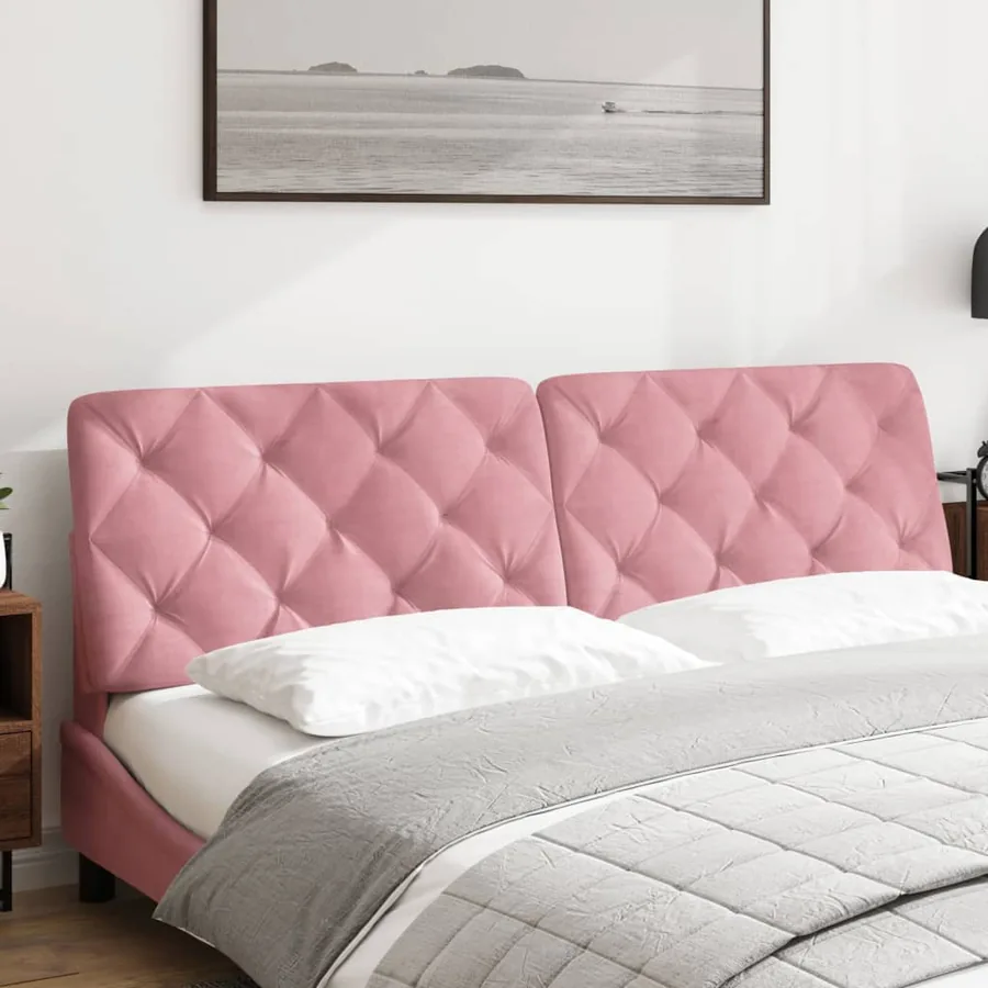 Coussin de tête de lit rose 180 cm velours - 3