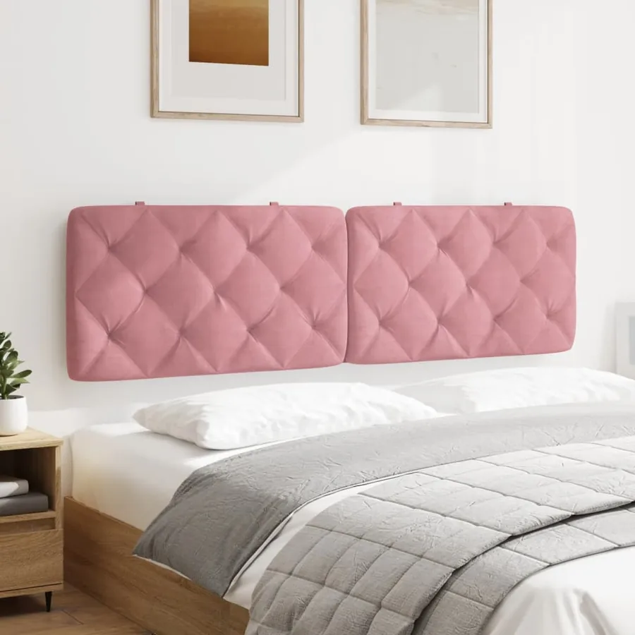 Coussin de tête de lit rose 180 cm velours - 4