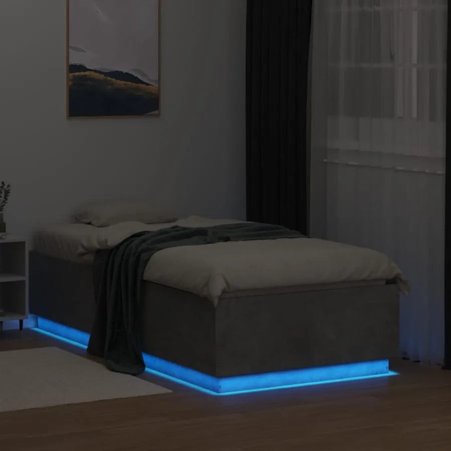 Cadre de lit avec LED sans matelas gris béton 90x190 cm - 4