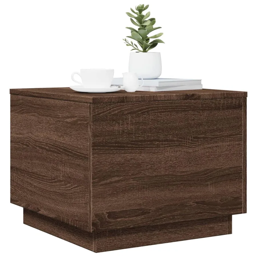 Table basse avec lumières LED chêne marron 50x50x40 cm - 6