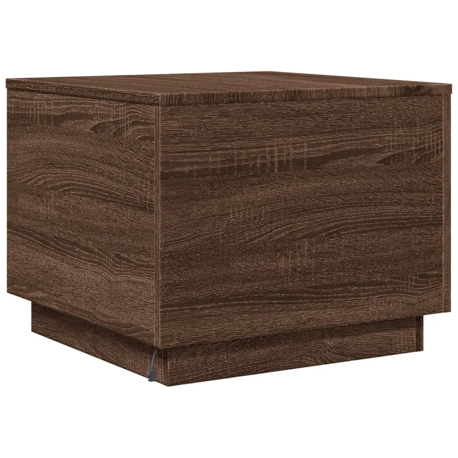 Table basse avec lumières LED chêne marron 50x50x40 cm - 9