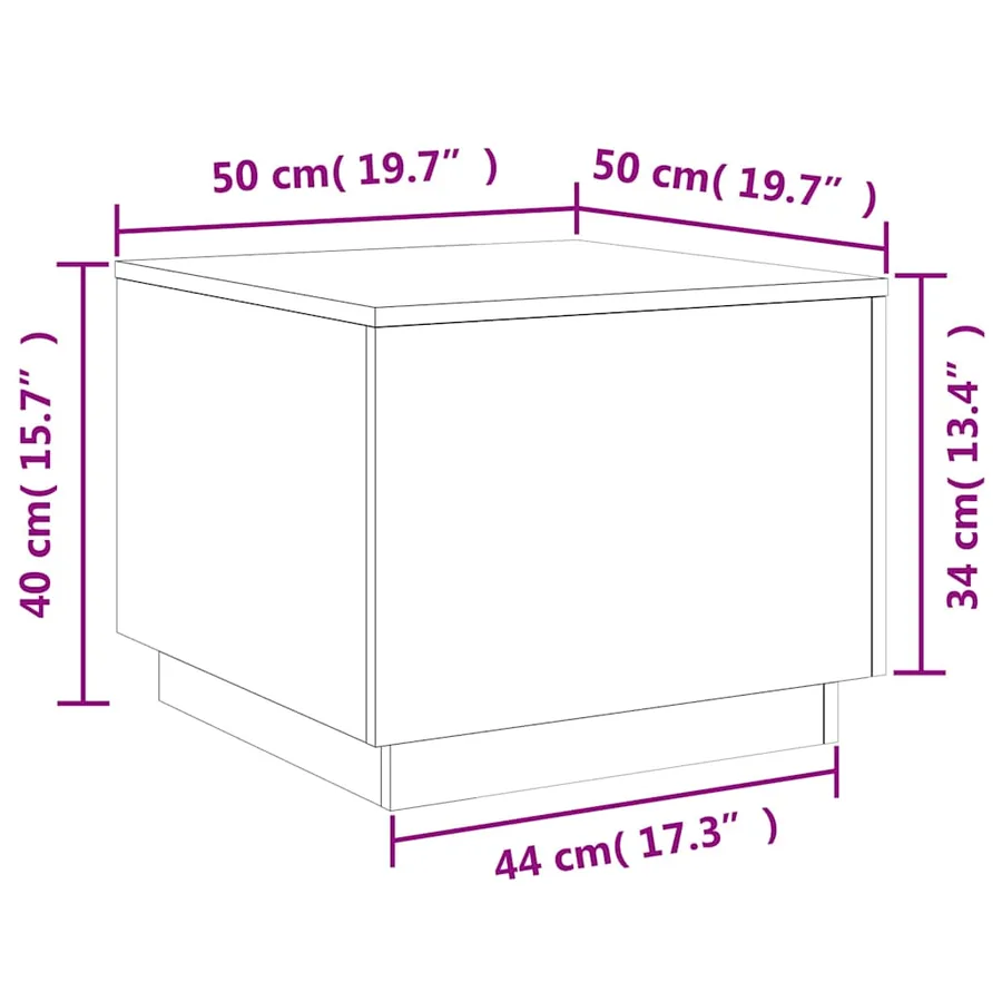 Table basse avec lumières LED noir 50x50x40 cm - 16