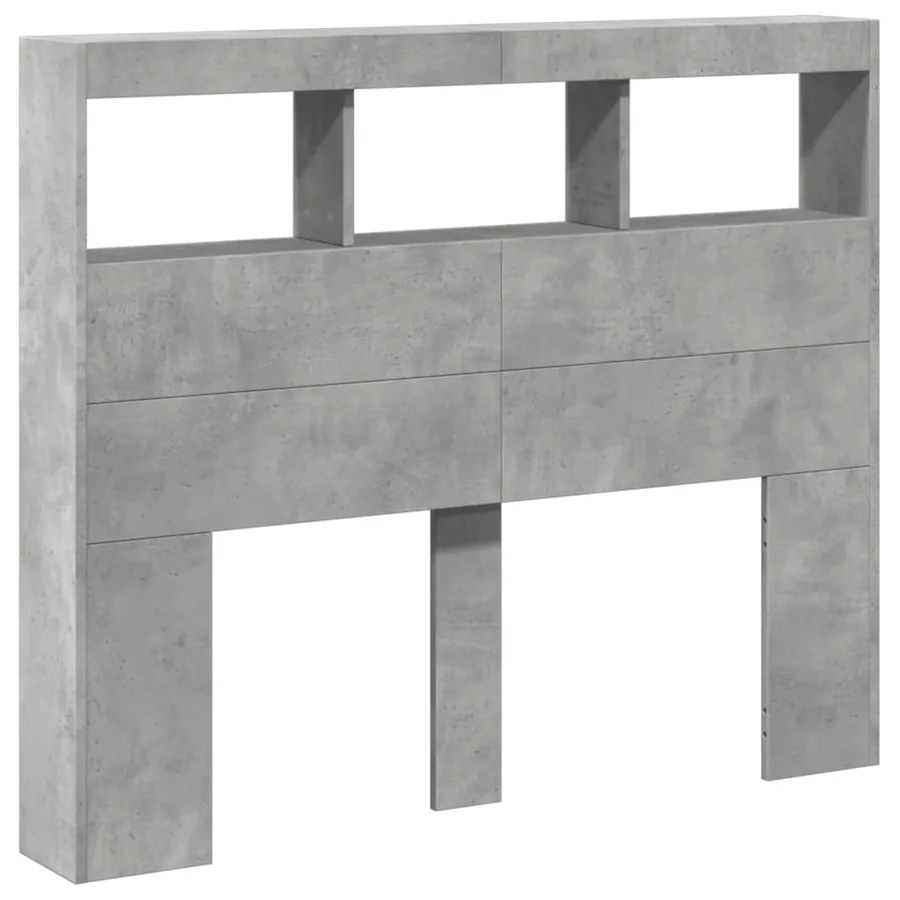Armoire tête de lit avec LED gris béton 120x17x102 cm - 3