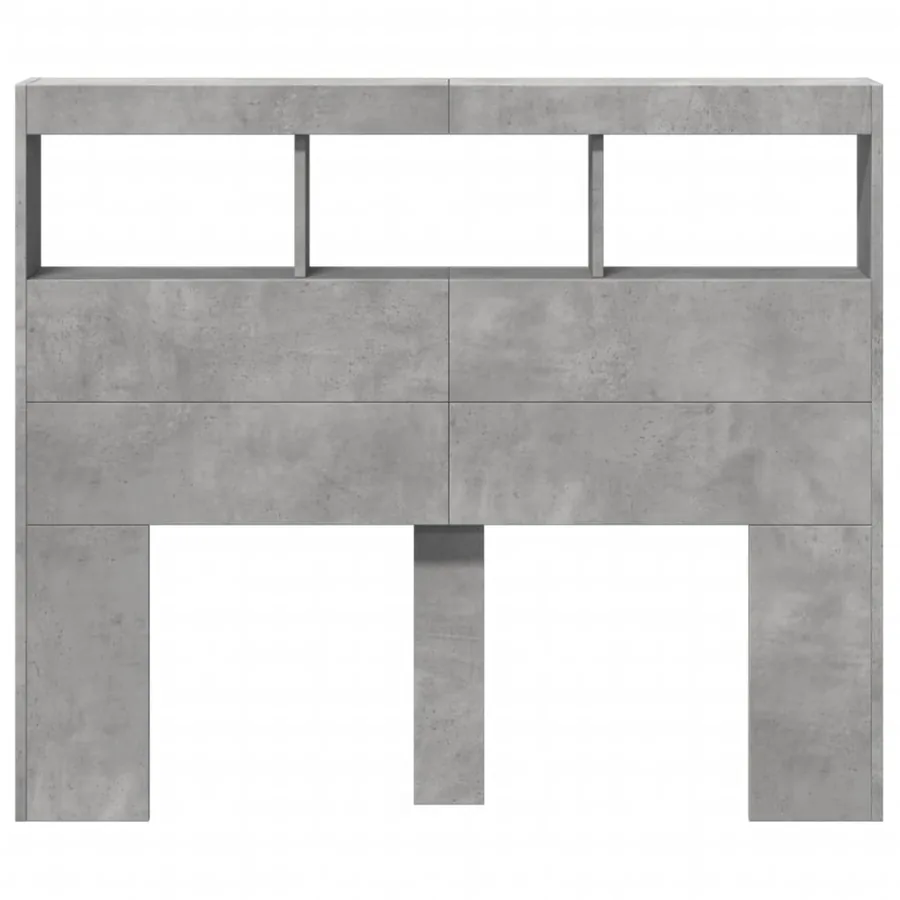Armoire tête de lit avec LED gris béton 120x17x102 cm - 6
