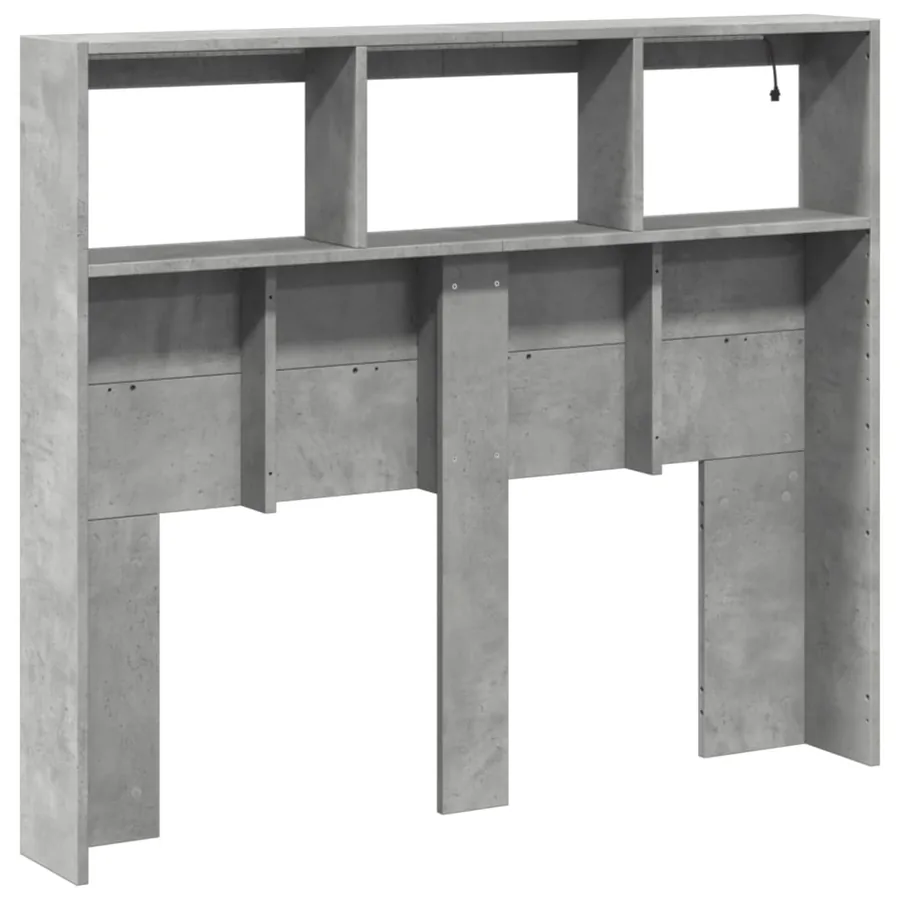 Armoire tête de lit avec LED gris béton 120x17x102 cm - 8