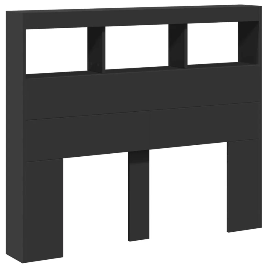 Armoire tête de lit avec LED noir 120x17x102 cm - 3