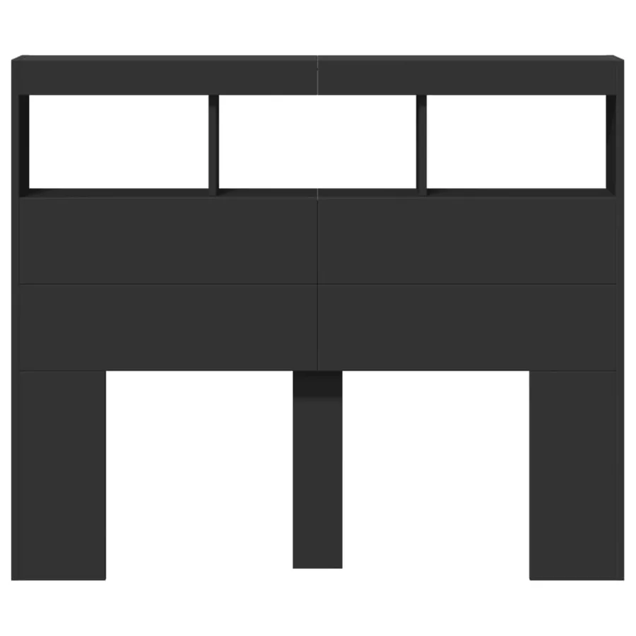Armoire tête de lit avec LED noir 120x17x102 cm - 6