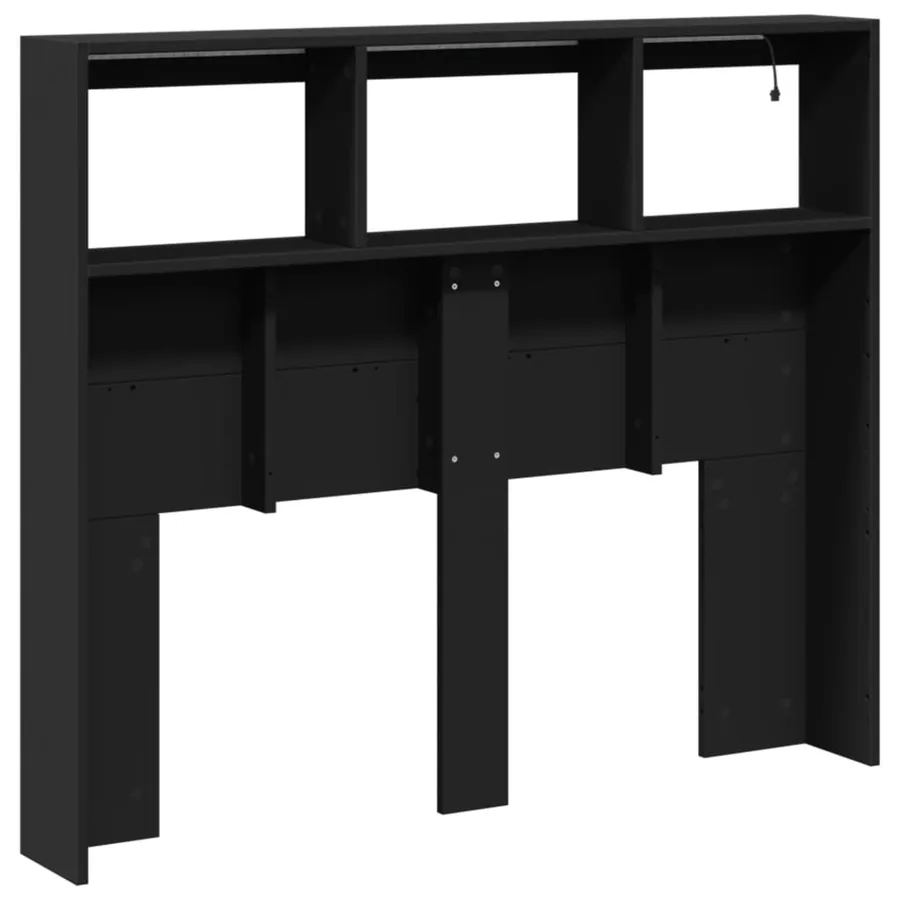Armoire tête de lit avec LED noir 120x17x102 cm - 8