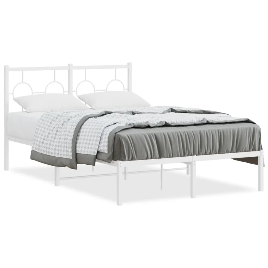 Cadre de lit métal sans matelas et tête de lit blanc 120x200 cm - 2