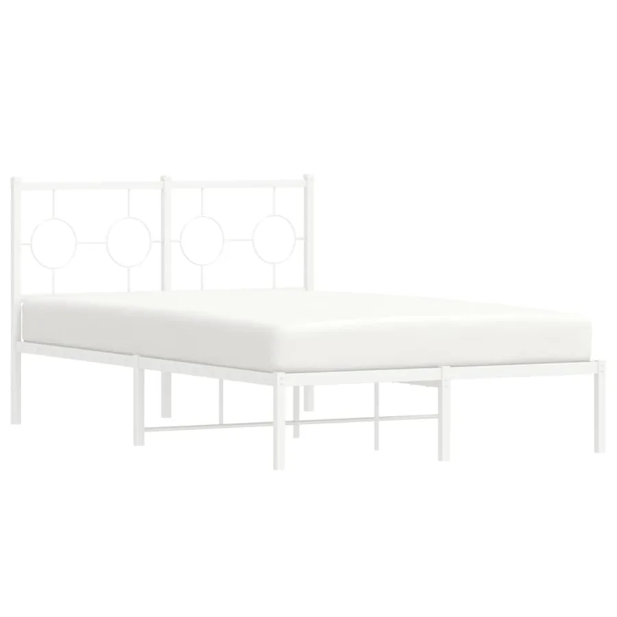 Cadre de lit métal sans matelas et tête de lit blanc 120x200 cm - 4