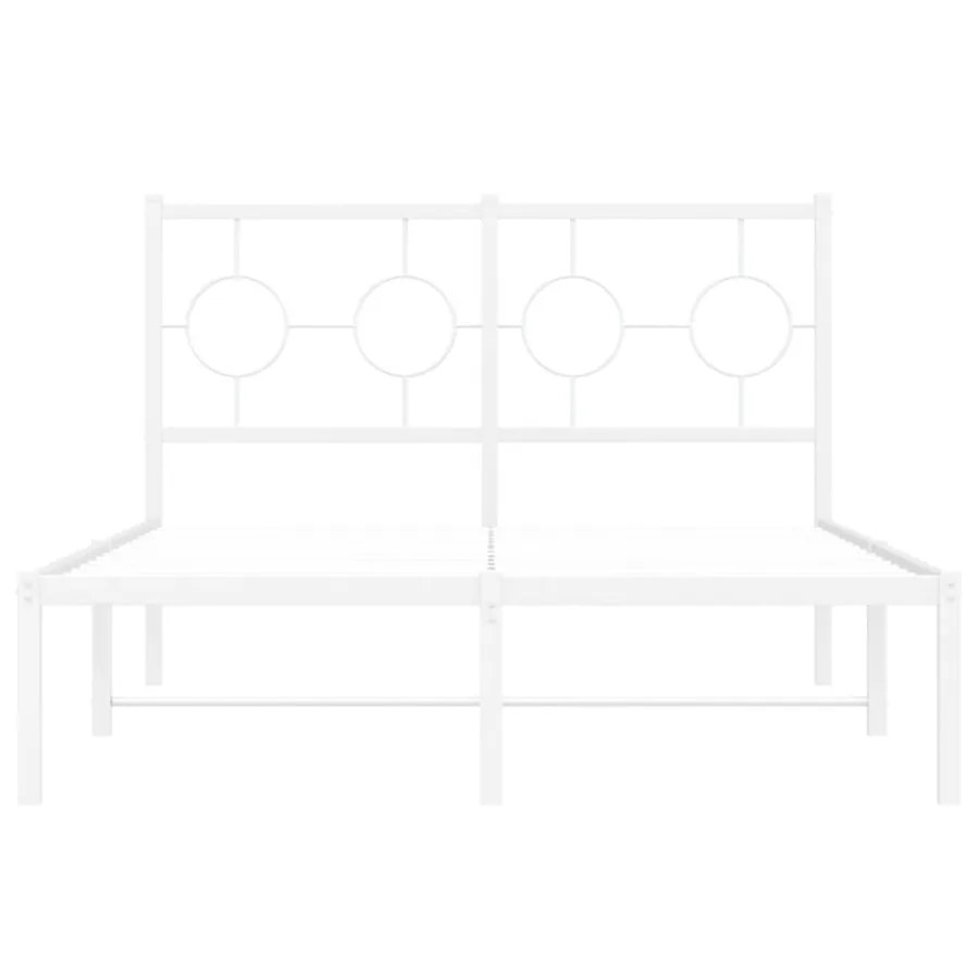 Cadre de lit métal sans matelas et tête de lit blanc 120x200 cm - 5