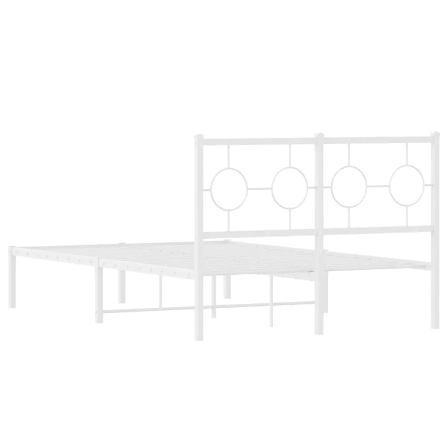 Cadre de lit métal sans matelas et tête de lit blanc 120x200 cm - 7