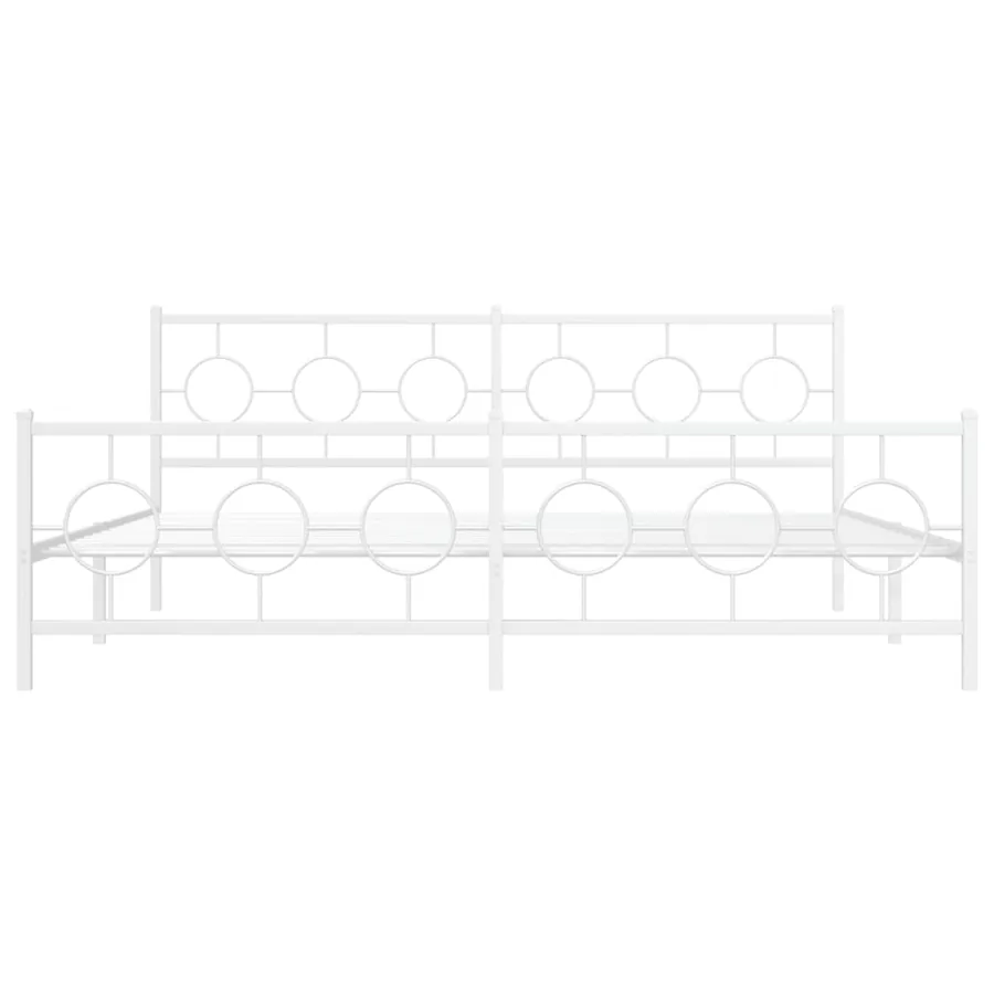 Cadre de lit métal sans matelas et pied de lit blanc 193x203 cm - 5