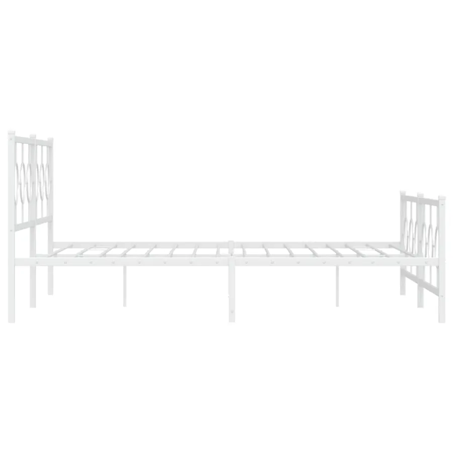 Cadre de lit métal sans matelas et pied de lit blanc 193x203 cm - 6