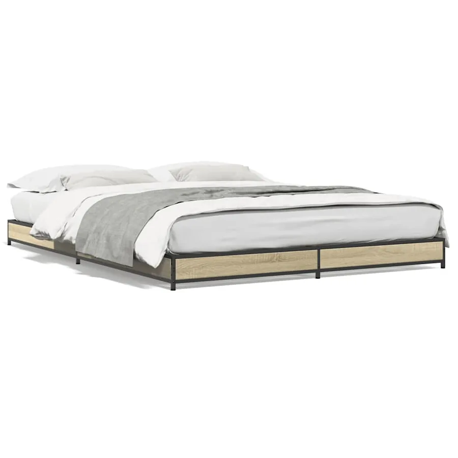 Cadre de lit sans matelas chêne sonoma 120x200 cm - 2