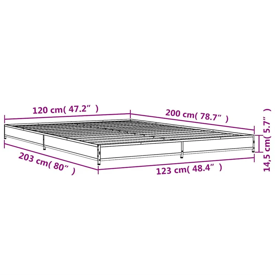 Cadre de lit sans matelas chêne sonoma 120x200 cm - 9
