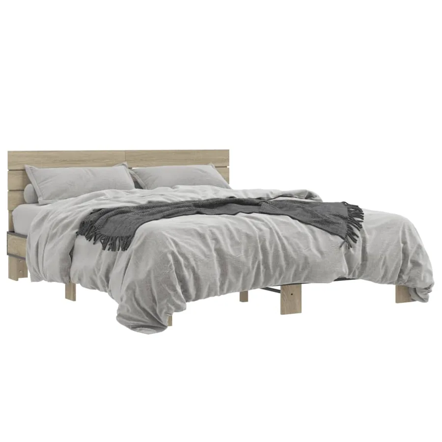 Cadre de lit sans matelas chêne sonoma 150x200 cm - 2