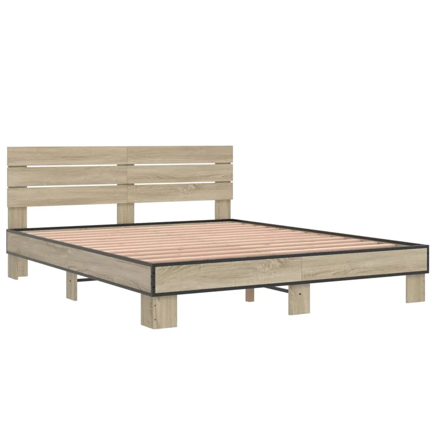 Cadre de lit sans matelas chêne sonoma 150x200 cm - 3
