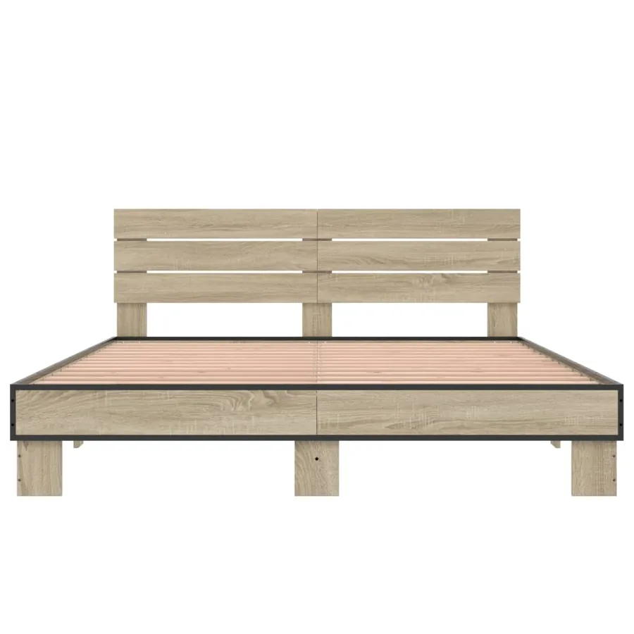 Cadre de lit sans matelas chêne sonoma 150x200 cm - 4