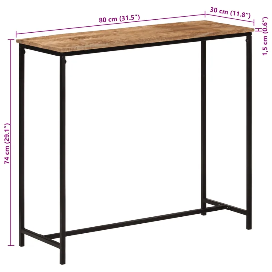 Table console 80x30x74 cm bois massif de manguier et fer - 8