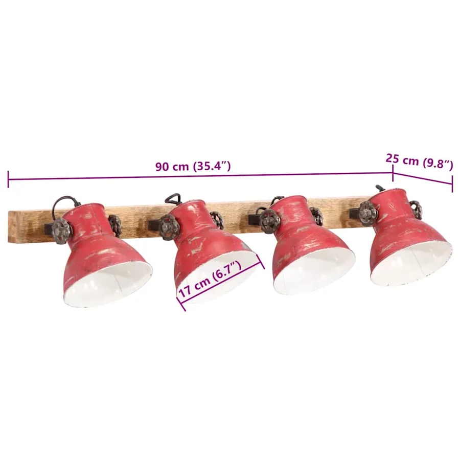 Lampe murale 25 W rouge délavé 90x25 cm E27 - 7