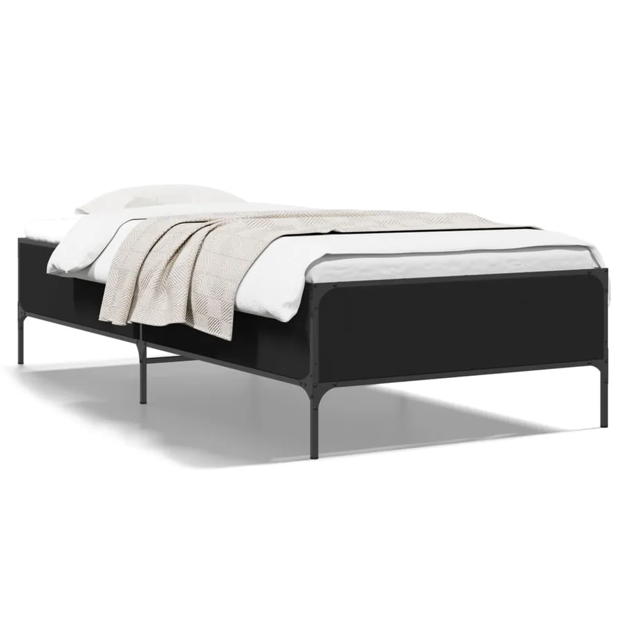 Cadre de lit sans matelas noir 100x200 cm - 2