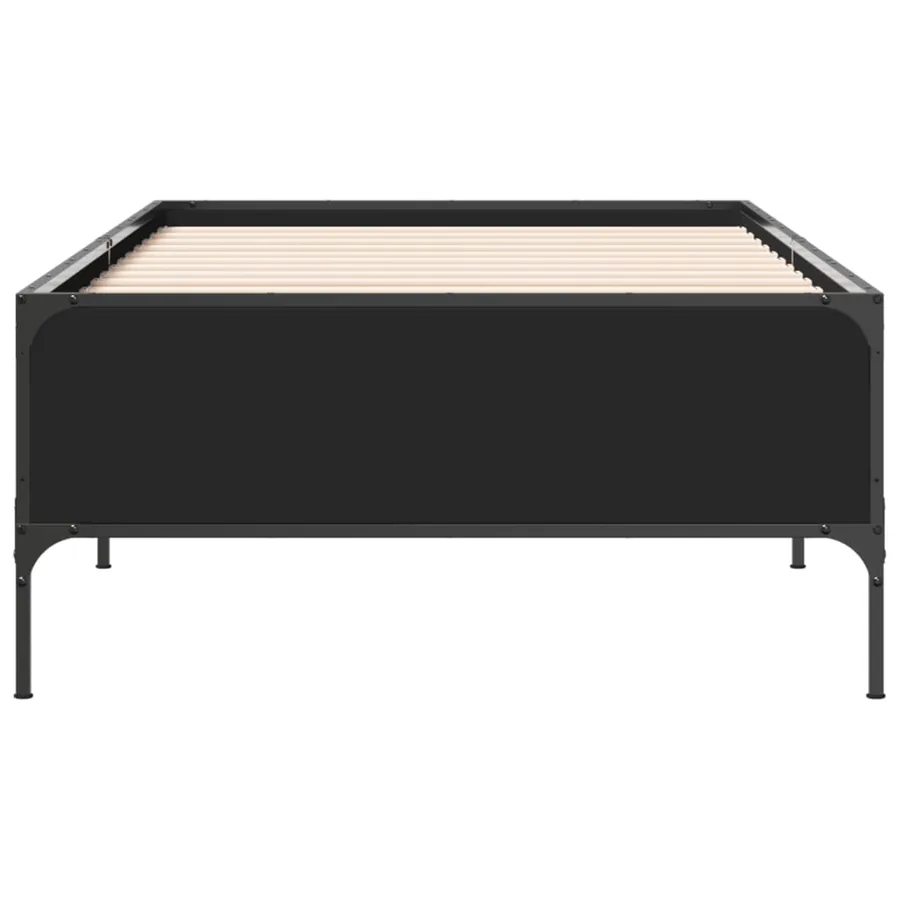 Cadre de lit sans matelas noir 100x200 cm - 4