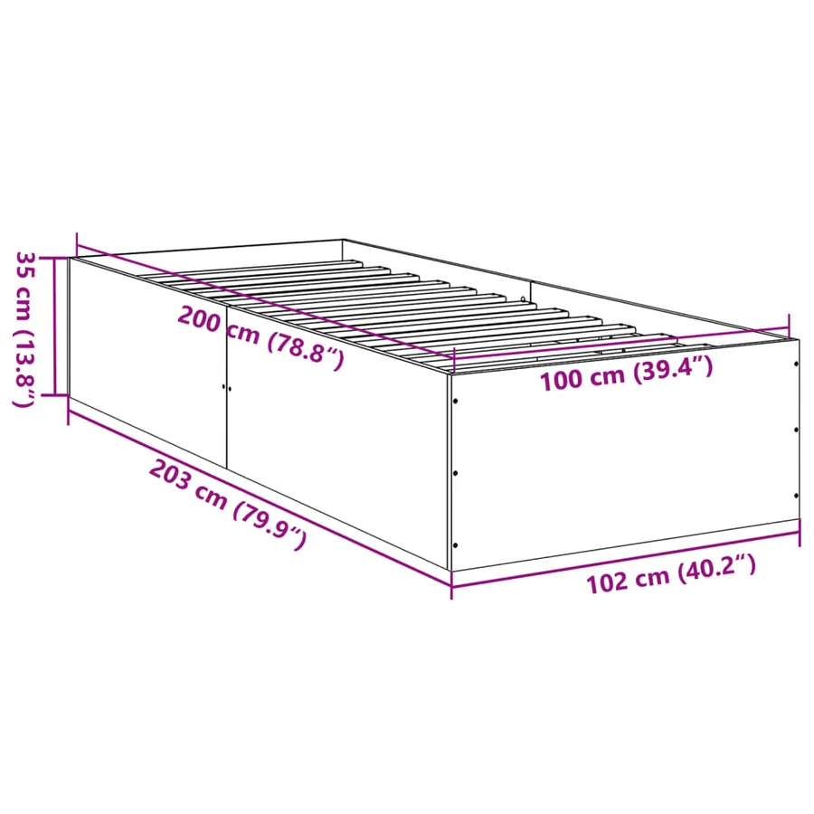 Cadre de lit sans matelas blanc 100x200 cm - 10