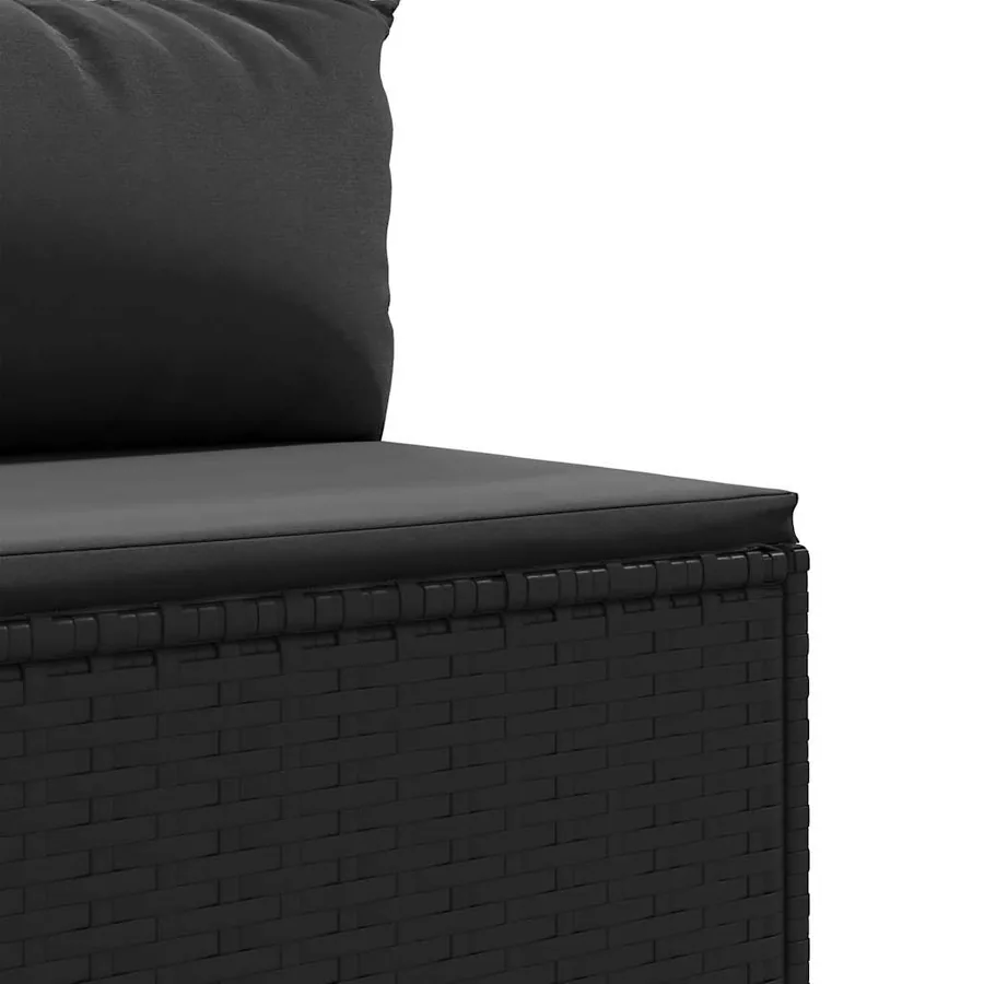 Salon de jardin 6 pcs avec coussins Noir Résine tressée - 7