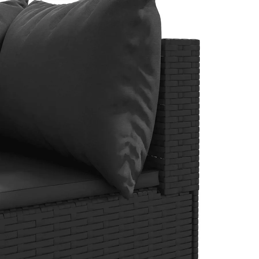 Salon de jardin 6 pcs avec coussins Noir Résine tressée - 8