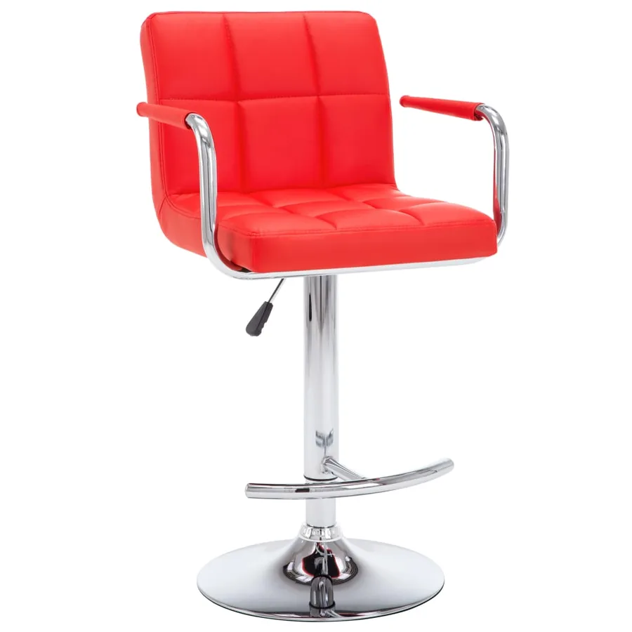 Tabourets de bar lot de 2 rouge similicuir - 3