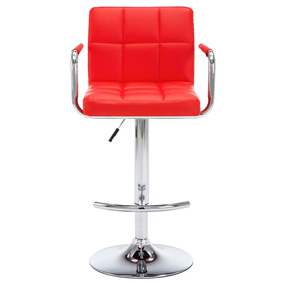 Tabourets de bar lot de 2 rouge similicuir - 4