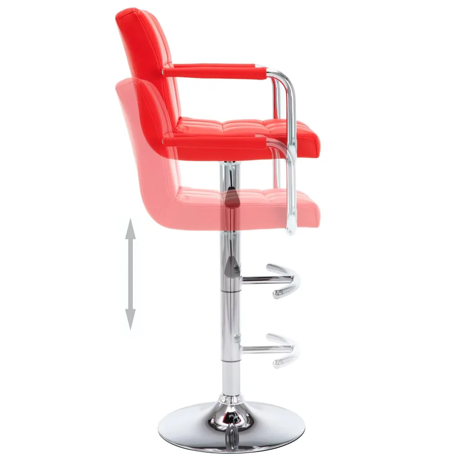 Tabourets de bar lot de 2 rouge similicuir - 6