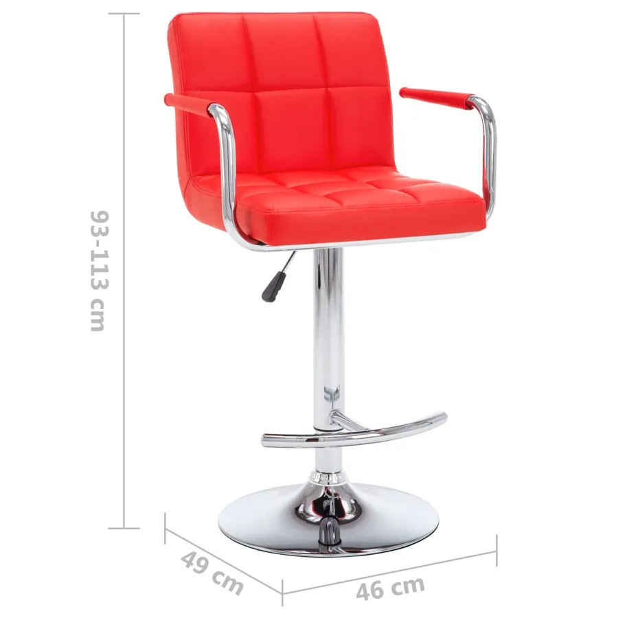 Tabourets de bar lot de 2 rouge similicuir - 9