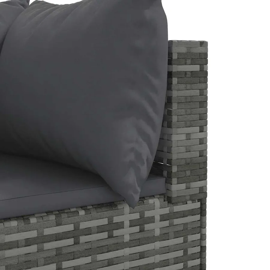 Salon de jardin 8 pcs avec coussins Gris Résine tressée - 9