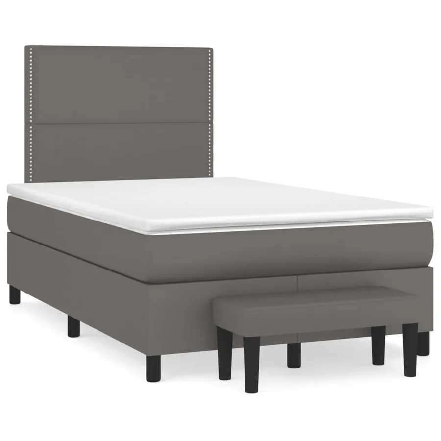 Sommier à lattes de lit avec matelas Gris 120x200 cm Similicuir - 2