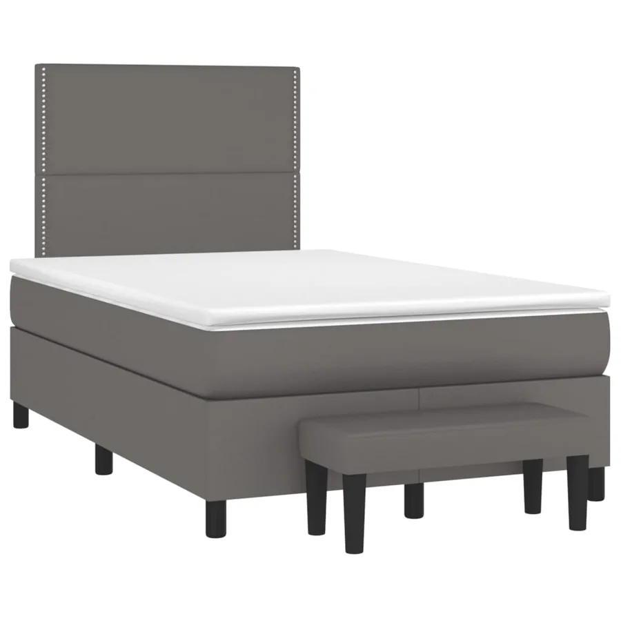 Sommier à lattes de lit avec matelas Gris 120x200 cm Similicuir - 3