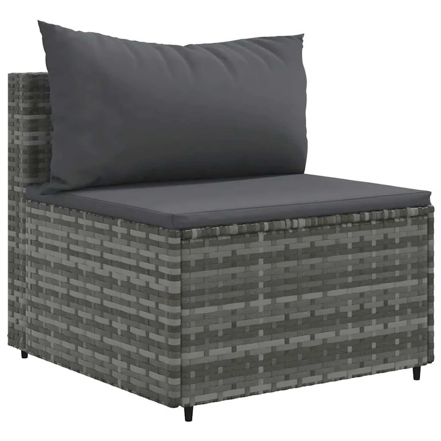 Salon de jardin 7 pcs avec coussins Gris Résine tressée - 4