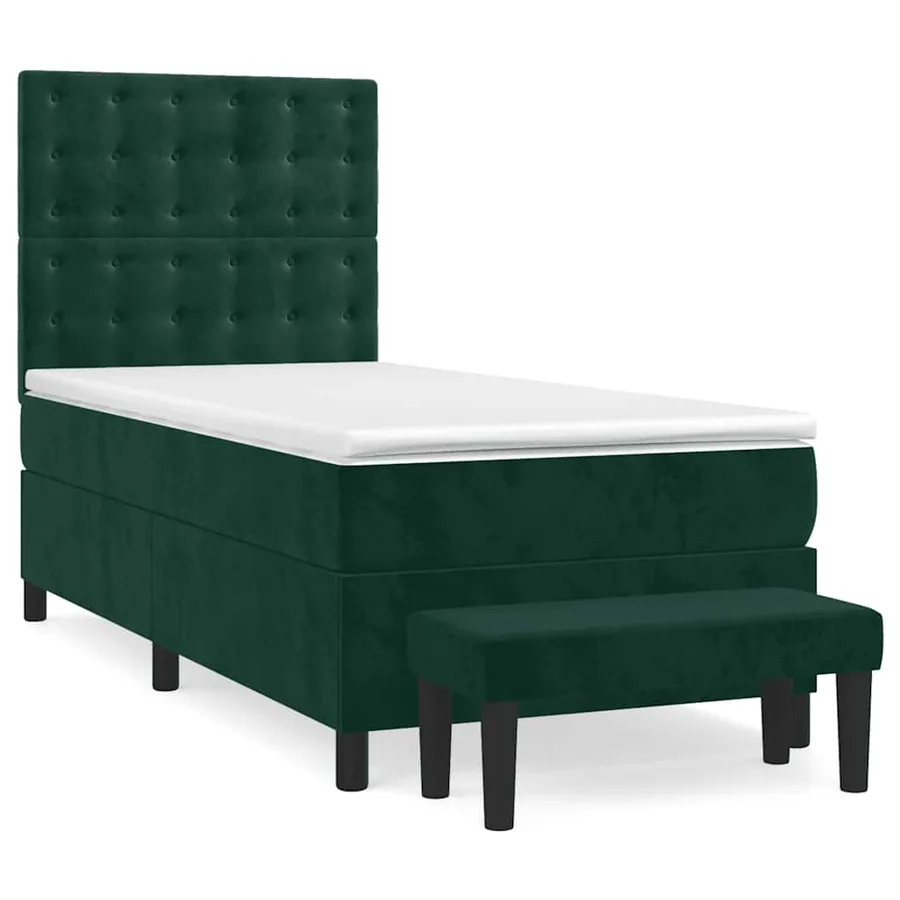 Sommier à lattes de lit avec matelas Vert foncé 100x200 cm - 2